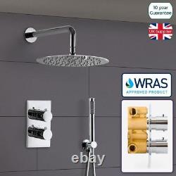 2 Dial 2 Way Concealed Round Thermostatic Valve Shower Set Mixer Wras Approved