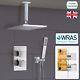 2 Dial 2 Way Square Concealed Thermostatic Mixer Valve Ceiling Hand Shower Set