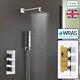 2 Way Concealed Thermostatic Shower Mixer Valve Chrome 200mm Slim Overhead