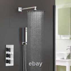 2 Way Concealed Thermostatic Shower Mixer Valve Chrome 200mm Slim Overhead