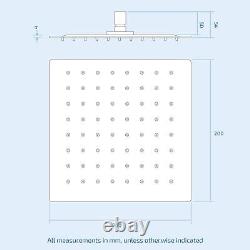 2 Way Concealed Thermostatic Shower Mixer Valve Chrome 200mm Slim Overhead