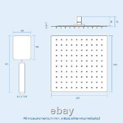 2-Way Square Chrome Exposed Thermostatic Shower Mixer Set Riser Rail Kit Bella