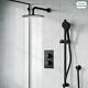 200mm Rainfall Shower Head Thermostatic Mixer And Hand Held Matt Black Kit Temel