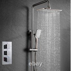 3 Way Chrome Concealed Thermostatic Shower Mixer Valve Solid Brass Bathroom UK