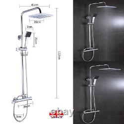 ±38° Exposed Thermostatic Shower Mixer Bathroom Twin Head Round Square Bar Set