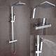 8 Thermostatic Shower Mixer Square Chrome Bathroom Exposed Twin Head Valve Set
