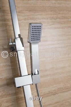 8 Twin Head Square Thermostatic Bar Shower Mixer Bathroom Chrome Valve Set 57