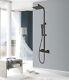 Aica New Thermostatic Bar Mixer Shower Valve&square Matte Black Showerhead Set