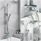 Bath Shower Mixer Thermostatic Valve Tap Dual Square Over Head Bathroom Kit