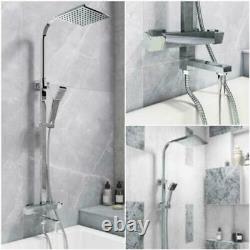 Bath Shower Mixer Thermostatic Valve Tap Dual Square Over Head Bathroom Kit