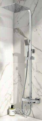 Bath Shower Mixer Thermostatic Valve Tap Dual Square Over Head Bathroom Kit