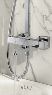 Bath Shower Mixer Thermostatic Valve Tap Dual Square Over Head Bathroom Kit