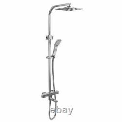 Bath Shower Mixer Thermostatic Valve Tap Dual Square Over Head Bathroom Kit