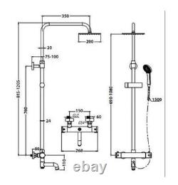 Bath Shower Mixer Thermostatic Valve Tap Dual Square Over Head Bathroom Kit