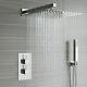 Bath Square Waterfall Thermostatic Concealed Shower Mixer Twin Head Valve Set