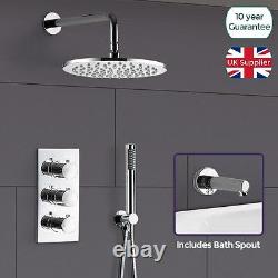 Bathroom 3 Dial 3 Way Concealed Round Thermostatic Shower Mixer Valve Chrome
