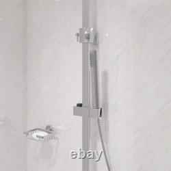 Bathroom Chrome Exposed Thermostatic Shower Mixer Twin Head Square Valve Set