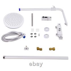 Bathroom Chrome Exposed Thermostatic Shower Mixer Twin Head Square Valve Set