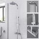 Bathroom Chrome Thermostatic Shower Mixer Kit Round Twin Head Exposed Bar Set