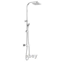Bathroom Chrome Thermostatic Shower Mixer Kit Twin Head Exposed Square Bar Set