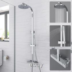 Bathroom Chrome Thermostatic Shower Mixer Twin Head Exposed Round Square Bar Set