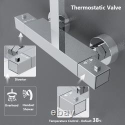 Bathroom Chrome Thermostatic Shower Mixer Twin Head Exposed Round Square Bar Set