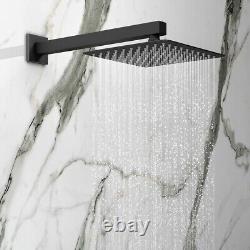 Bathroom Conceal Thermostatic Shower Mixer LargeSquare Black Twin Head Valve Set