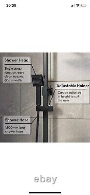 Bathroom Mixer Shower Thermostatic Dual Head Round Rainfall Handset Matte Black