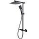 Bathroom Mixer Shower Thermostatic Dual Head Square Rainfall Handset Matte Black