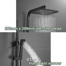 Bathroom Mixer Shower Thermostatic Dual Head Square Rainfall Handset Matte Black