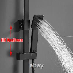 Bathroom Mixer Shower Thermostatic Dual Head Square Rainfall Handset Matte Black