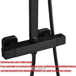 Bathroom Mixer Shower Thermostatic Dual Head Square Rainfall Handset Matte Black