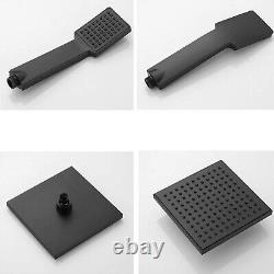 Bathroom Mixer Shower Thermostatic Dual Head Square Rainfall Handset Matte Black