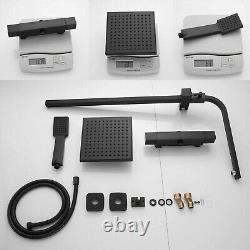 Bathroom Mixer Shower Thermostatic Dual Head Square Rainfall Handset Matte Black