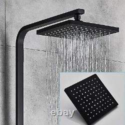 Bathroom Shower Mixer Set 8'' Square Black Twin Over Head Exposed Valve Bar