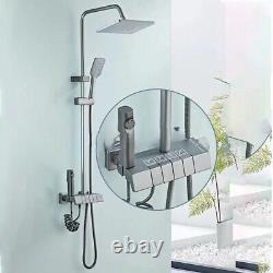 Bathroom Shower Mixer Thermostatic Set 4 Gear Settings 3 Functions, BLACK