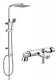 Bathroom Square Shower Mixer Waterfall Tap Kit Riser Rail Hose Chrome Twin Heads