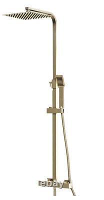 Bathroom Thermostatic Bar Mixer Shower Shower Kit Fixed Head Brushed Brass