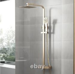 Bathroom Thermostatic Bar Mixer Shower Shower Kit Fixed Head Brushed Brass