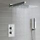 Bathroom Thermostatic Conceal Shower Mixer Twin Head Large Square Bar Set Chrome