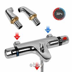 Bathroom Thermostatic Exposed Bar Bath Shower Mixer Valve Tap Chrome 1/2 Outlet