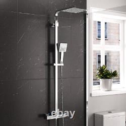 Bathroom Thermostatic Exposed Shower Bar Mixer Twin Head Square Round Bar Set