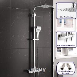 Bathroom Thermostatic Exposed Shower Bar Mixer Twin Head Square Round Bar Set