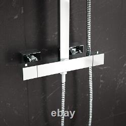 Bathroom Thermostatic Exposed Shower Bar Mixer Twin Head Square Round Bar Set