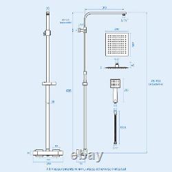 Bathroom Thermostatic Exposed Shower Bar Mixer Twin Head Square Round Bar Set