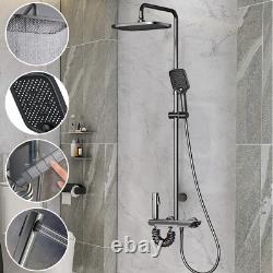 Bathroom Thermostatic Exposed Shower Mixer 3 heads Large Square Bar Set Chrome