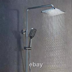 Bathroom Thermostatic Exposed Shower Mixer 3 heads Large Square Bar Set Chrome