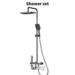 Bathroom Thermostatic Exposed Shower Mixer 3 heads Large Square Bar Set Chrome