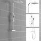 Bathroom Thermostatic Exposed Shower Mixer Twin Head Large Square Bar Set Chrome