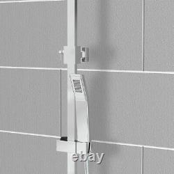 Bathroom Thermostatic Exposed Shower Mixer Twin Head Large Square Bar Set Chrome